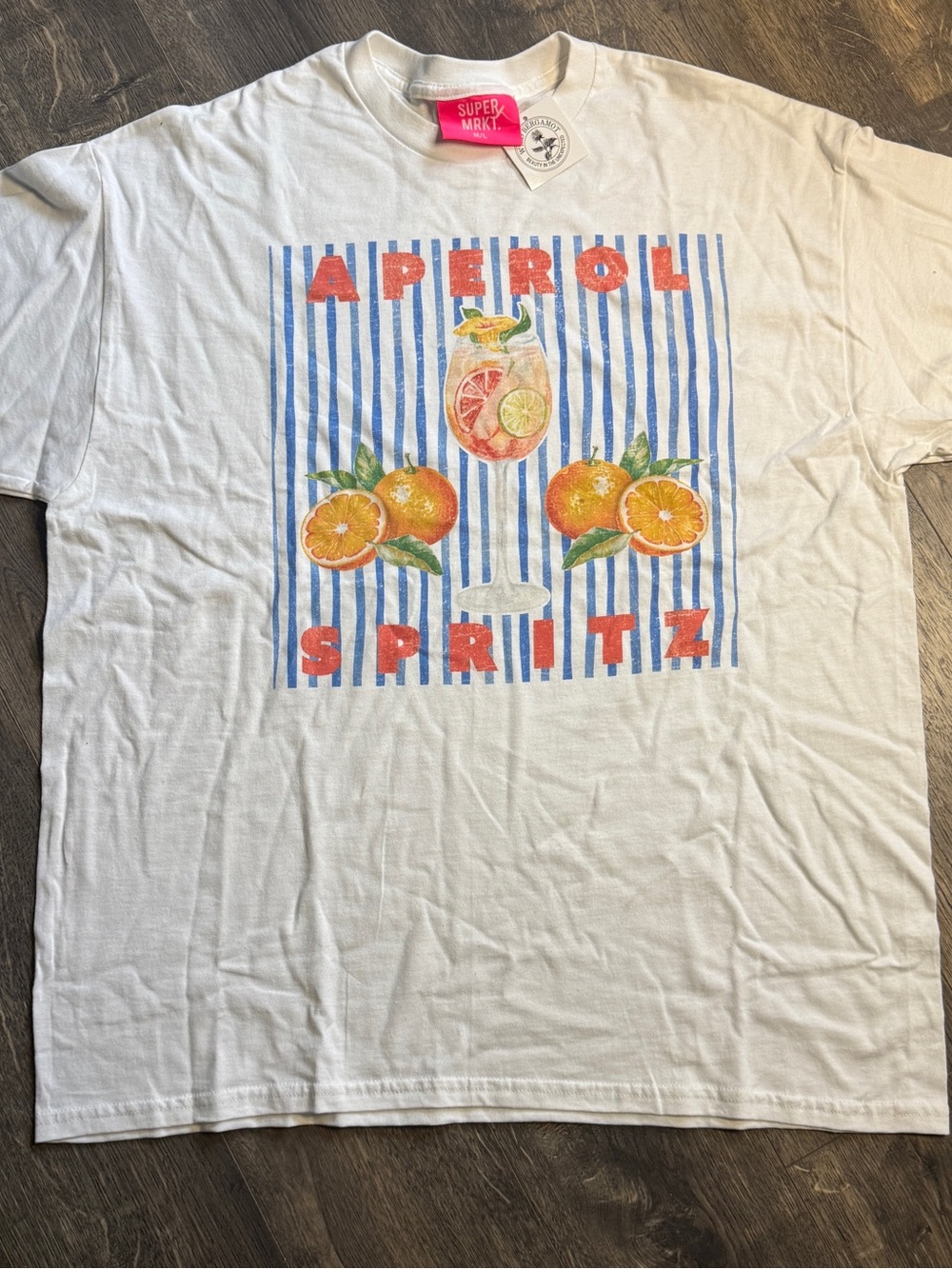 Supermarkit White 'Aperol Spritz' Graphic Short Sleeve Tee
